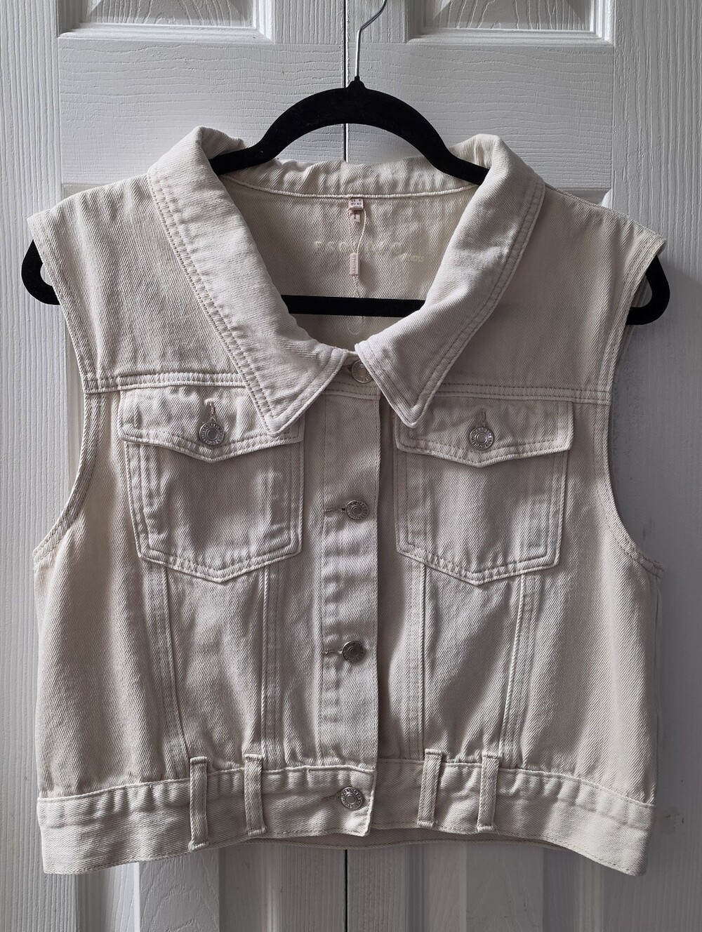 ESQUALO Cream Denim Sleeveless Vest